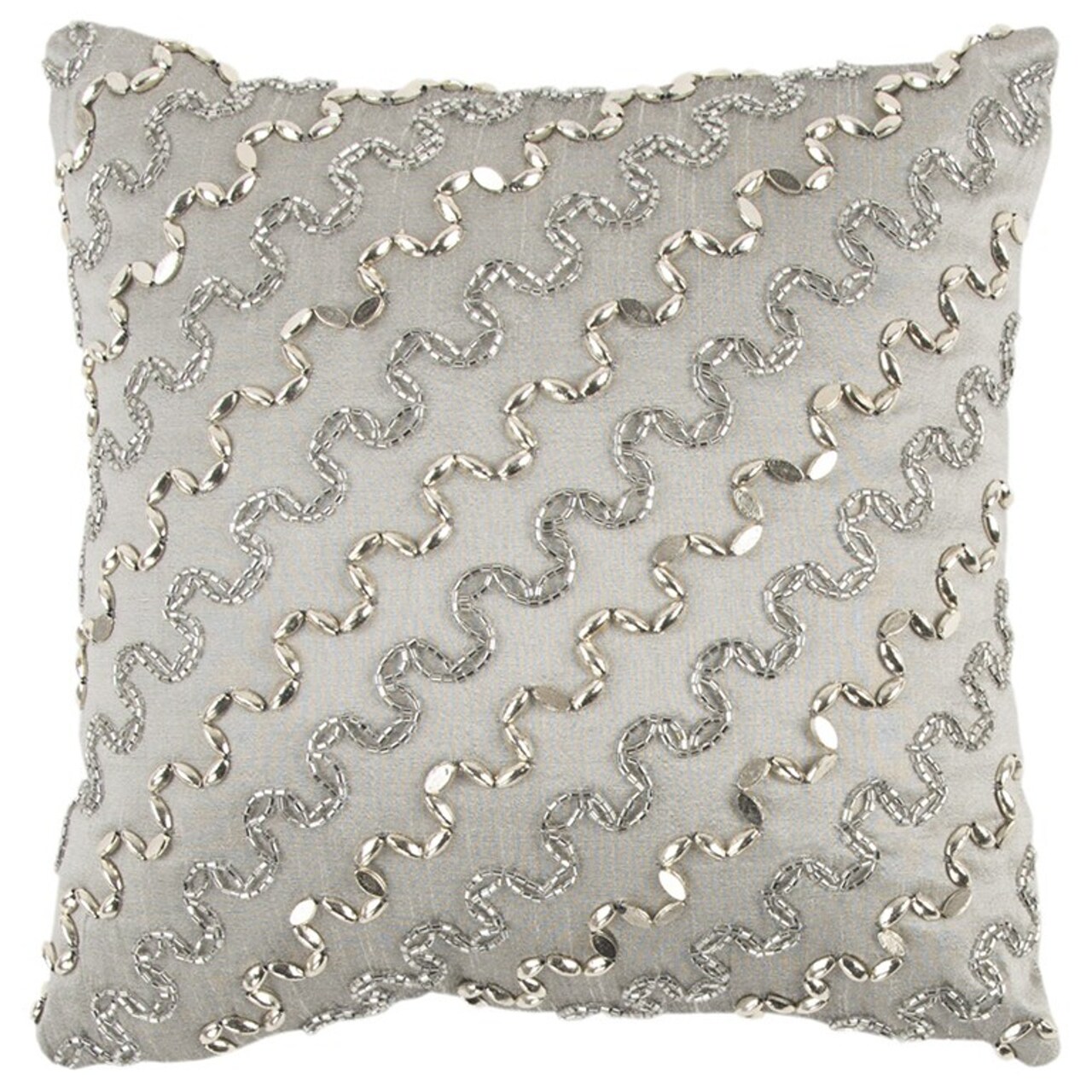 Edge Collections-12" x 12"-Gray-Luxurious Beaded Chevron Throw Pillow-1 pcs